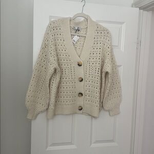 Zara Beige Knit Cardigan with Button Accents.Size M NWT